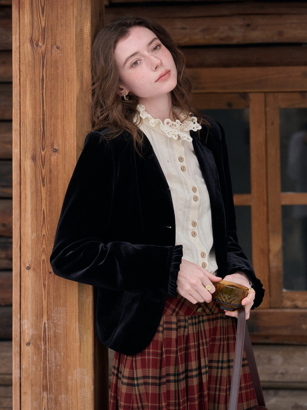 Adley Round Neck Velvet Jacket