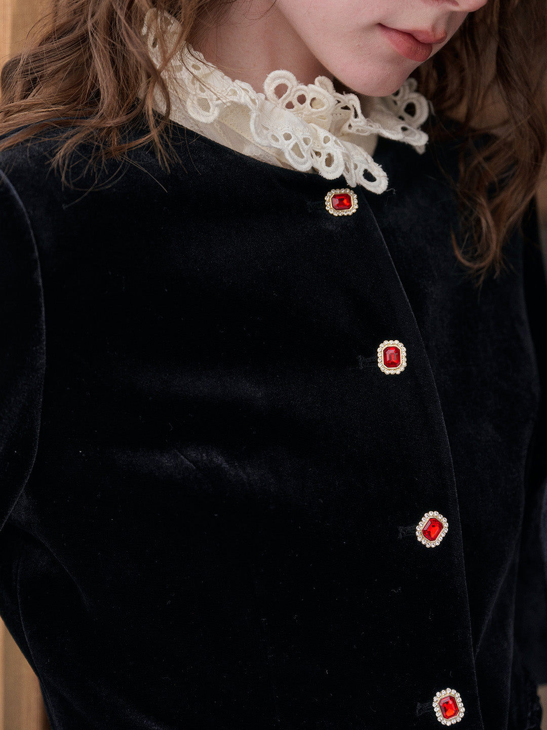 Adley Round Neck Velvet Jacket