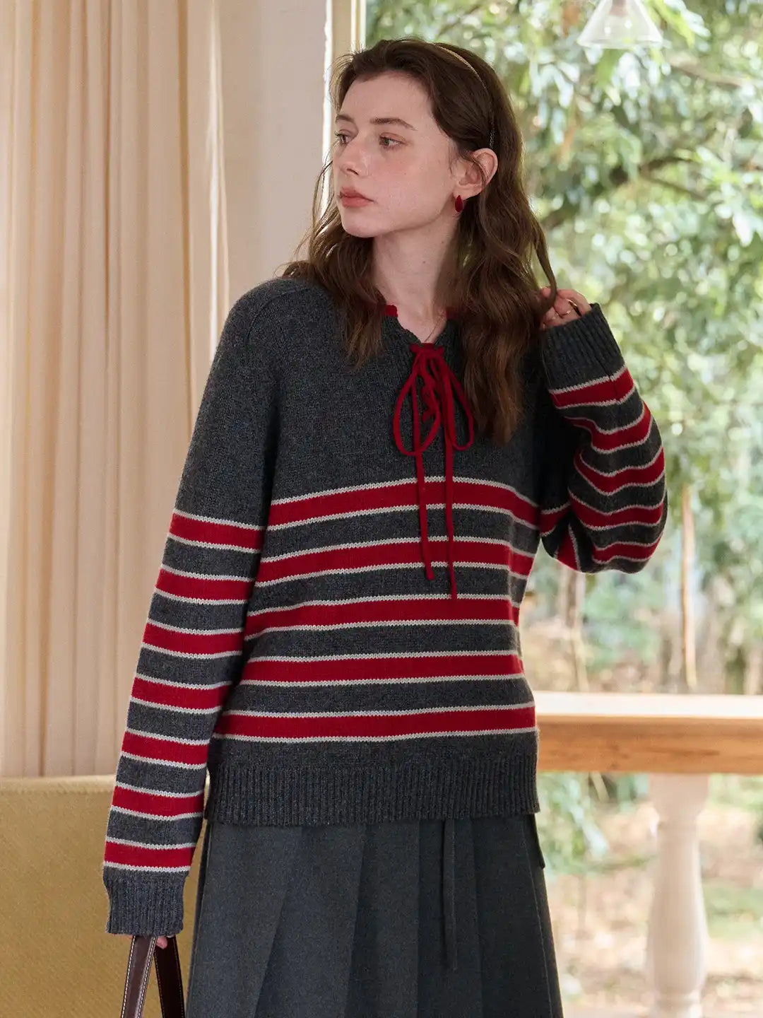 Emberlynn Round Neck Stripe Sweater