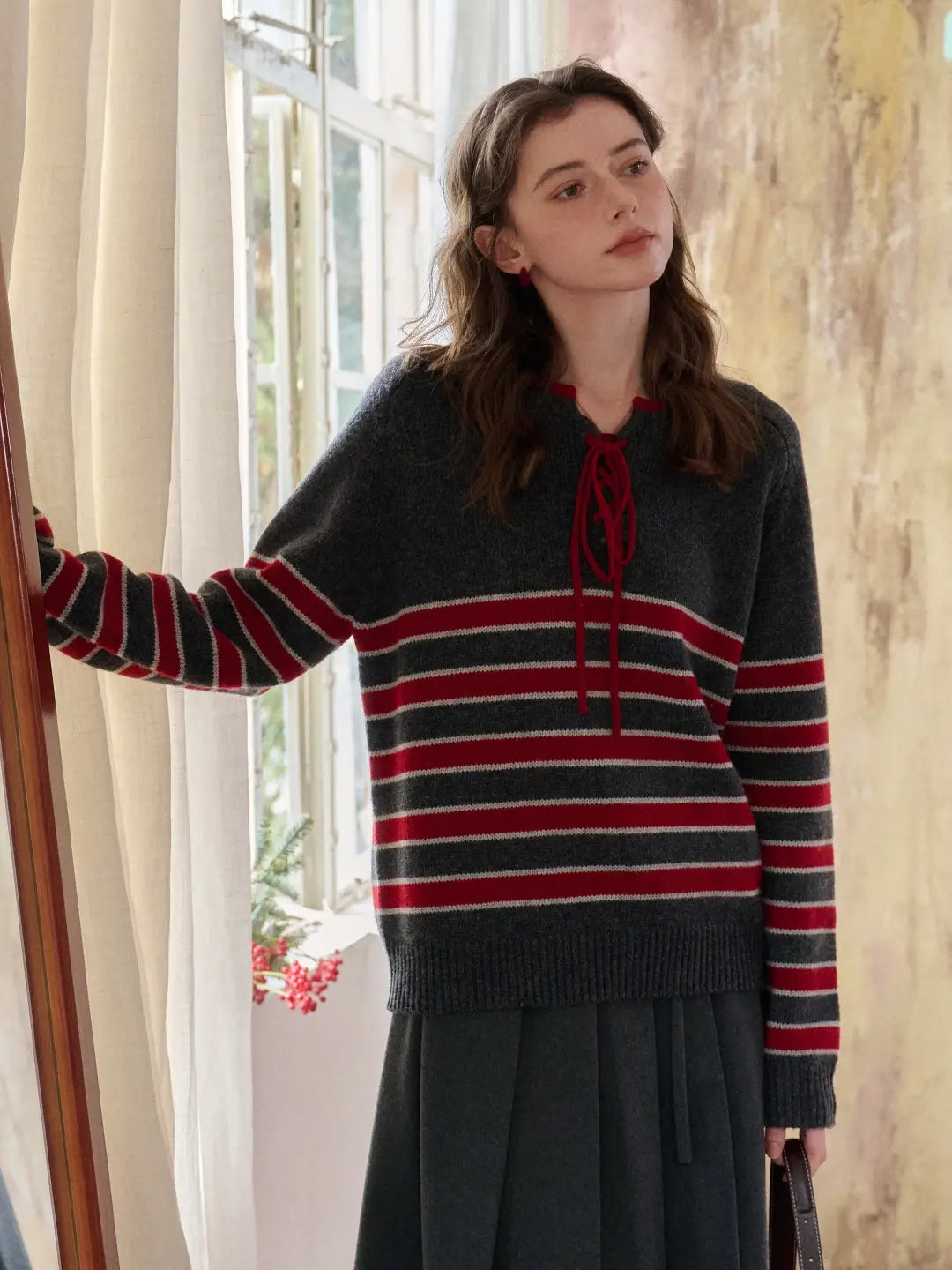 Emberlynn Round Neck Stripe Sweater