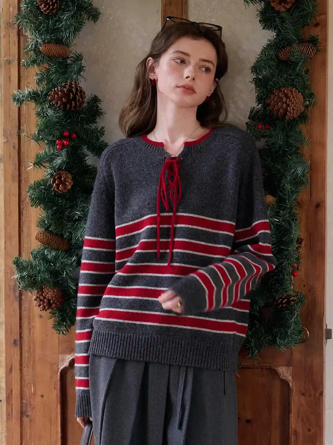 Emberlynn Round Neck Stripe Sweater