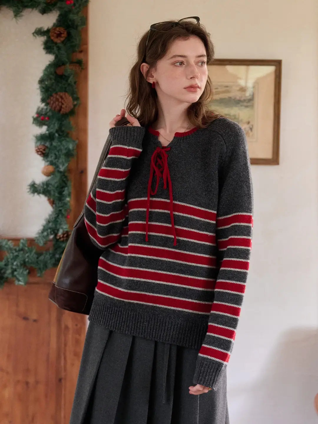 Emberlynn Round Neck Stripe Sweater