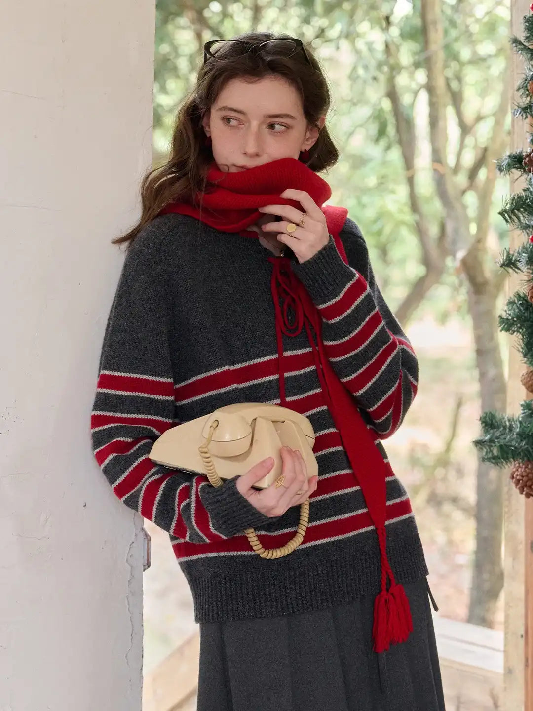 Emberlynn Round Neck Stripe Sweater