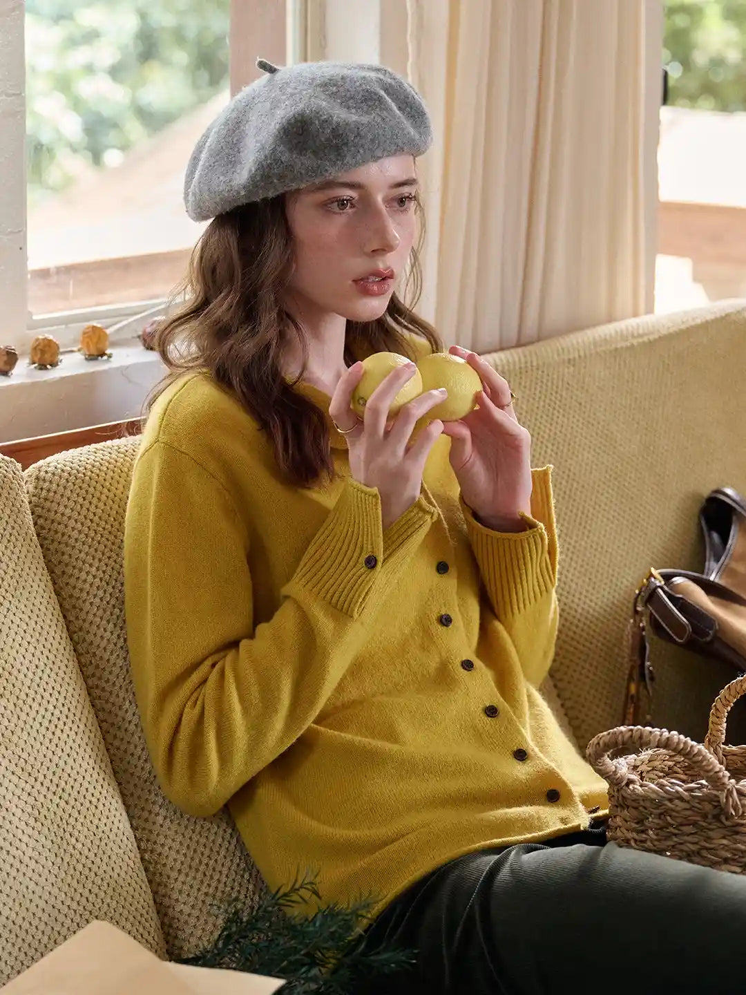 Araceli Round Neck 100% Wool Cardigan