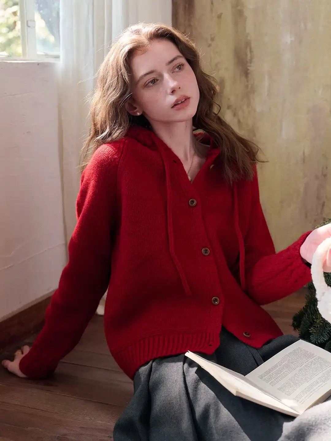 Kori 100% Wool Hoodie Cardigan