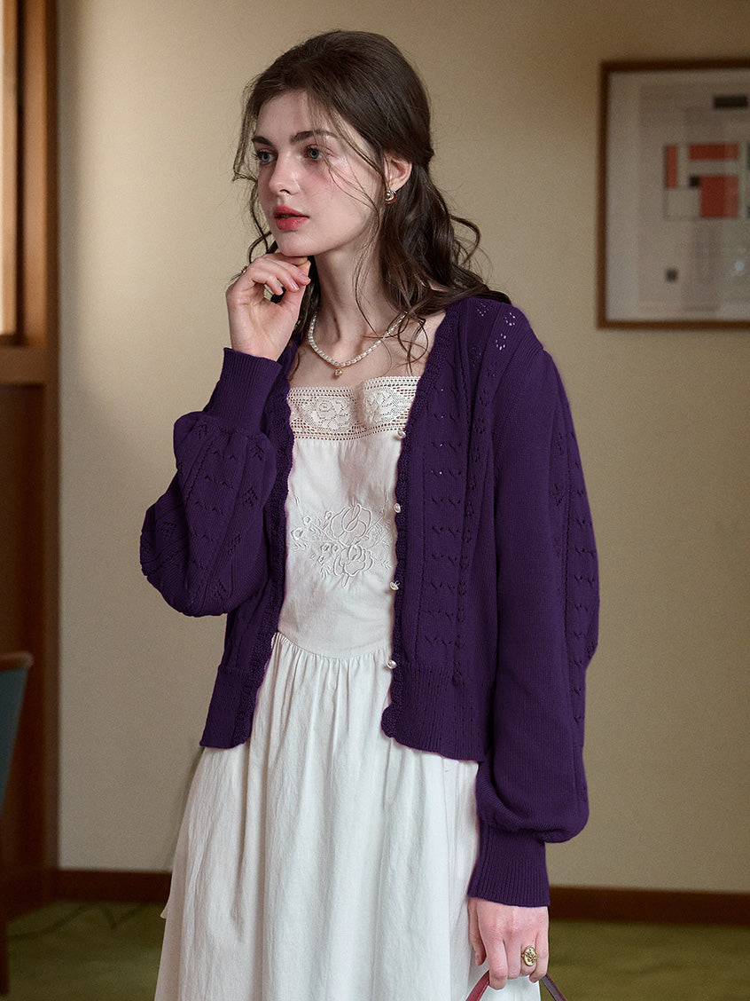 Amira Wave V-neck Cotton Knitted Cardigan