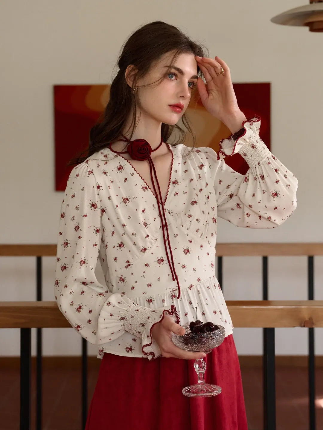 Salma V-Neck Floral Blouse