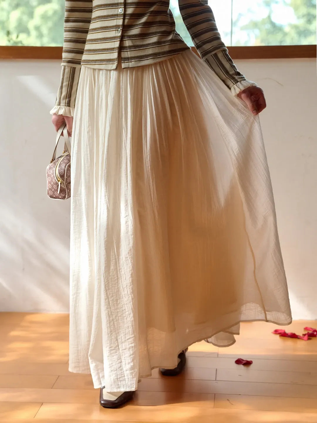 Harlee Flowy Pleated Lyocell Skirt