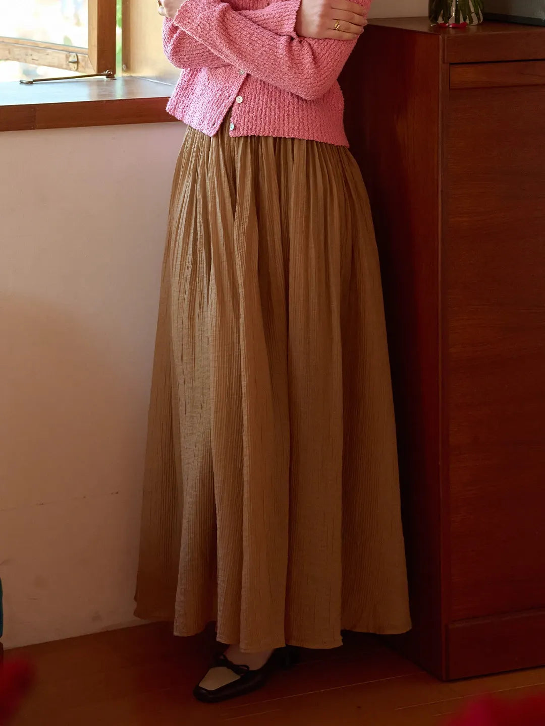 Harlee Flowy Pleated Lyocell Skirt