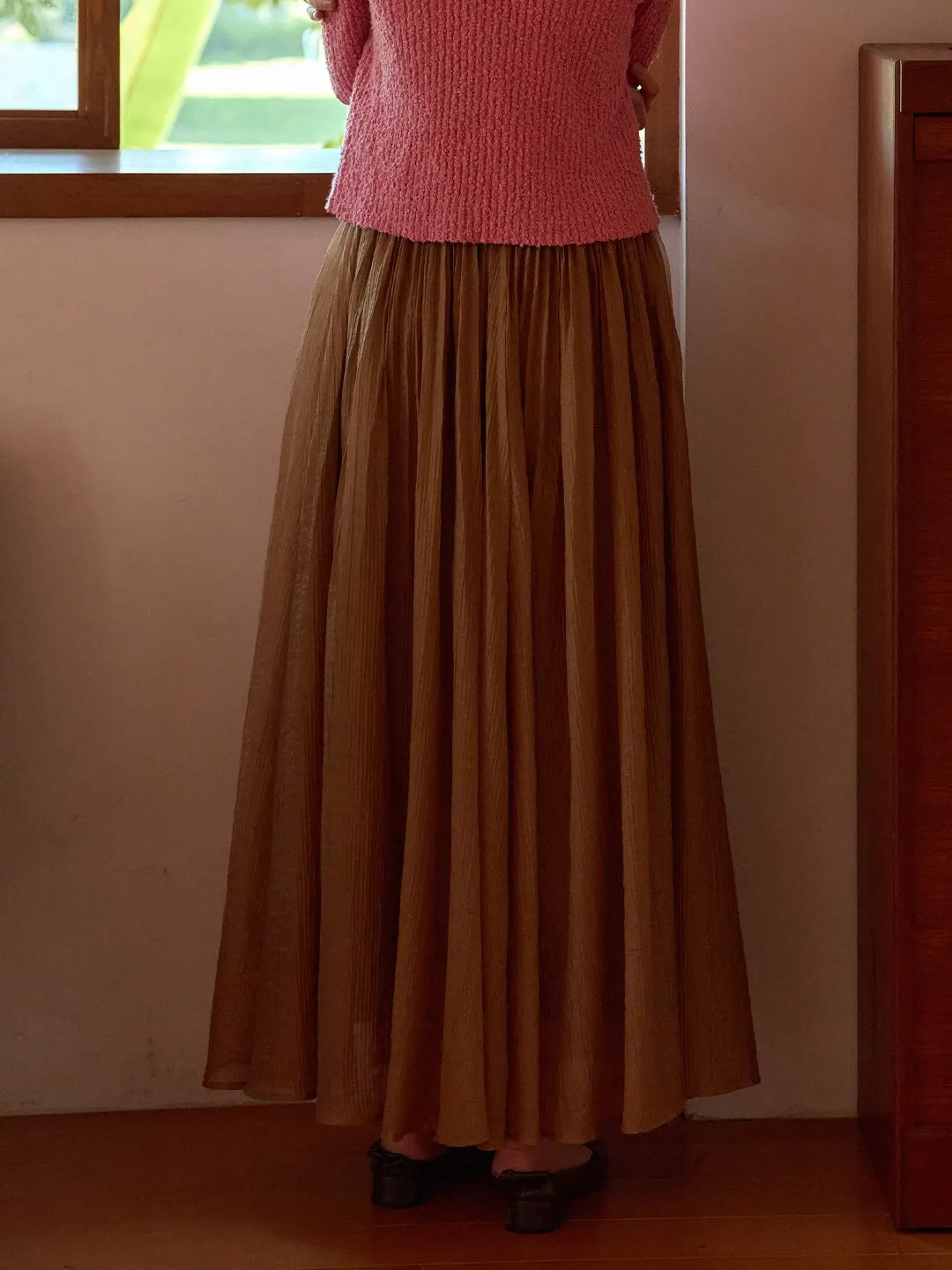 Harlee Flowy Pleated Lyocell Skirt