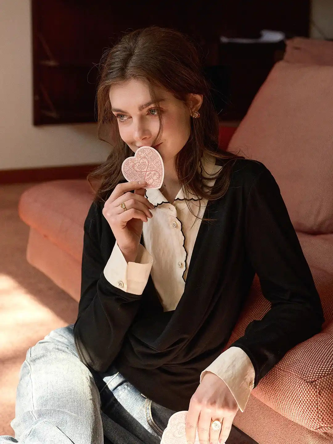 Lilyana Peter Pan Collar Layered-look Top