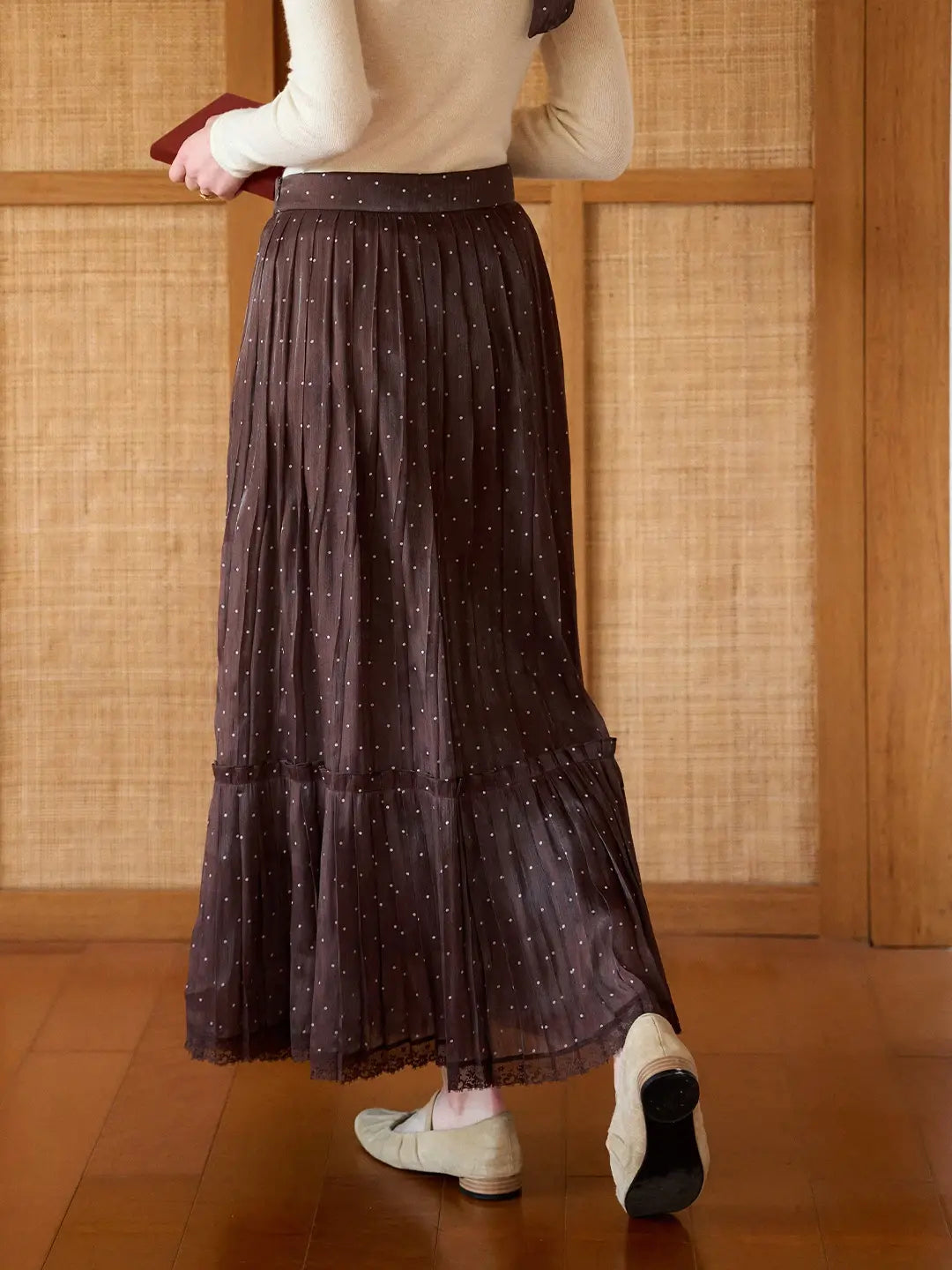 Braelyn Pleated Dots Skirt