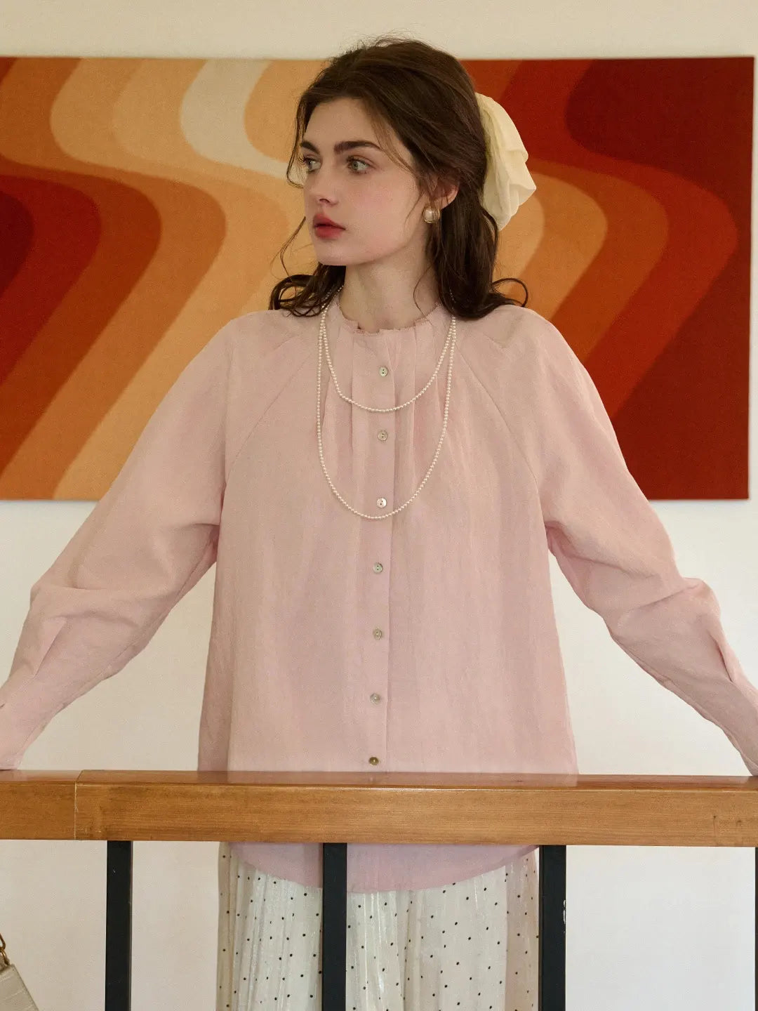 Madalyn Ruffle Collar Linen Blouse