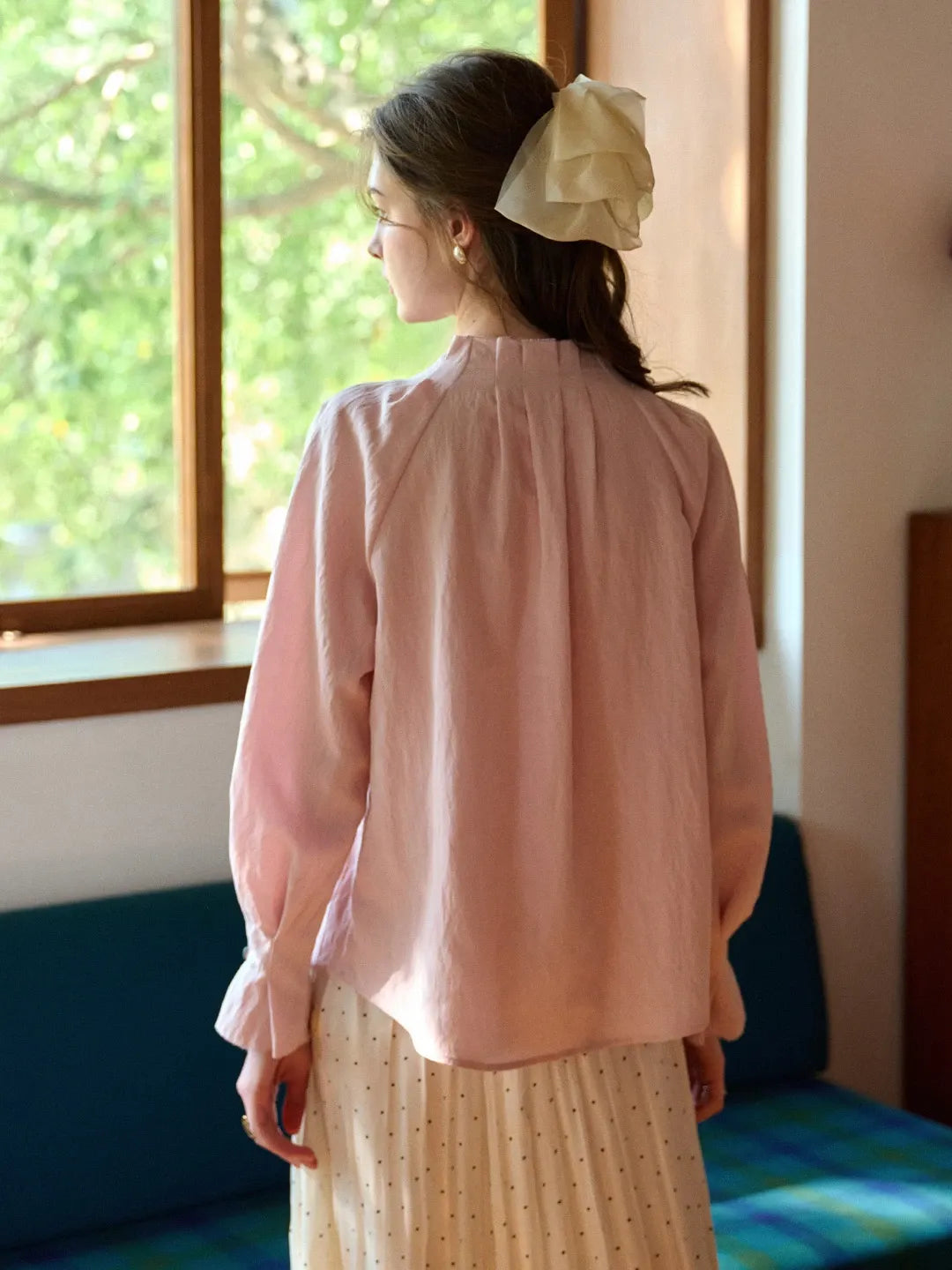 Madalyn Ruffle Collar Linen Blouse