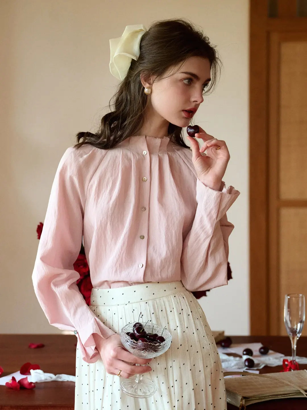 Madalyn Ruffle Collar Linen Blouse