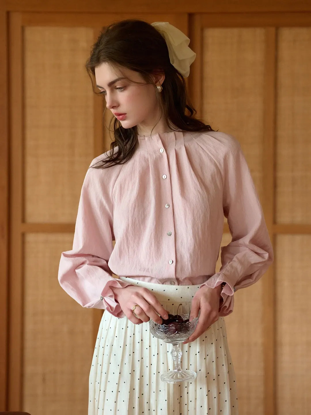 Madalyn Ruffle Collar Linen Blouse