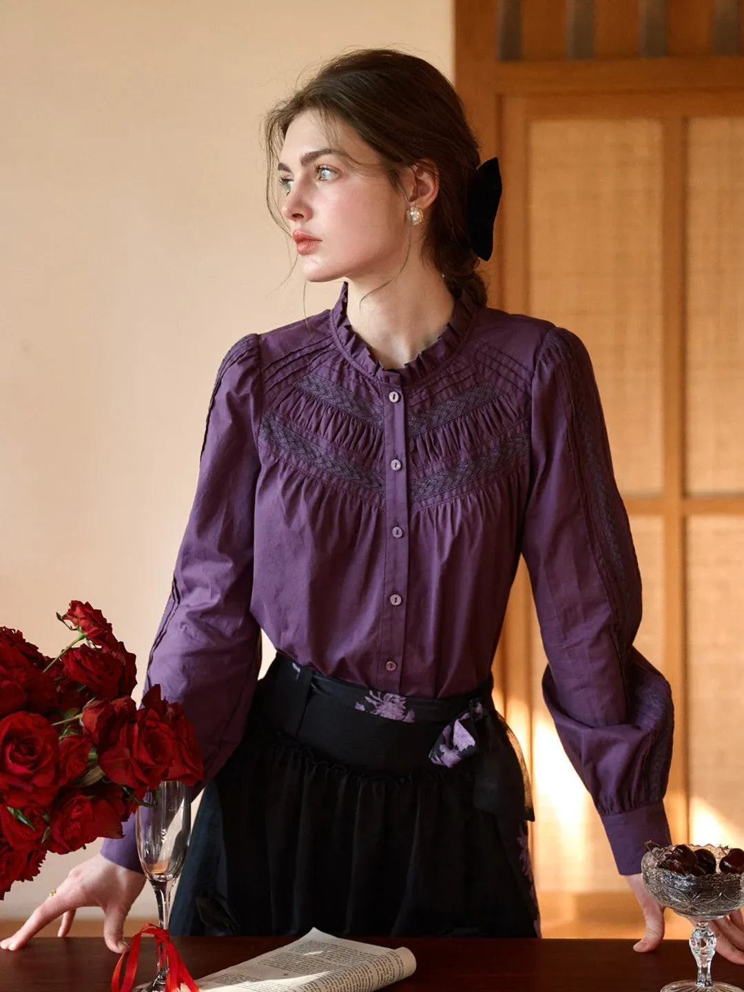 Jolie Ruffle Collar 100% Cotton Blouse