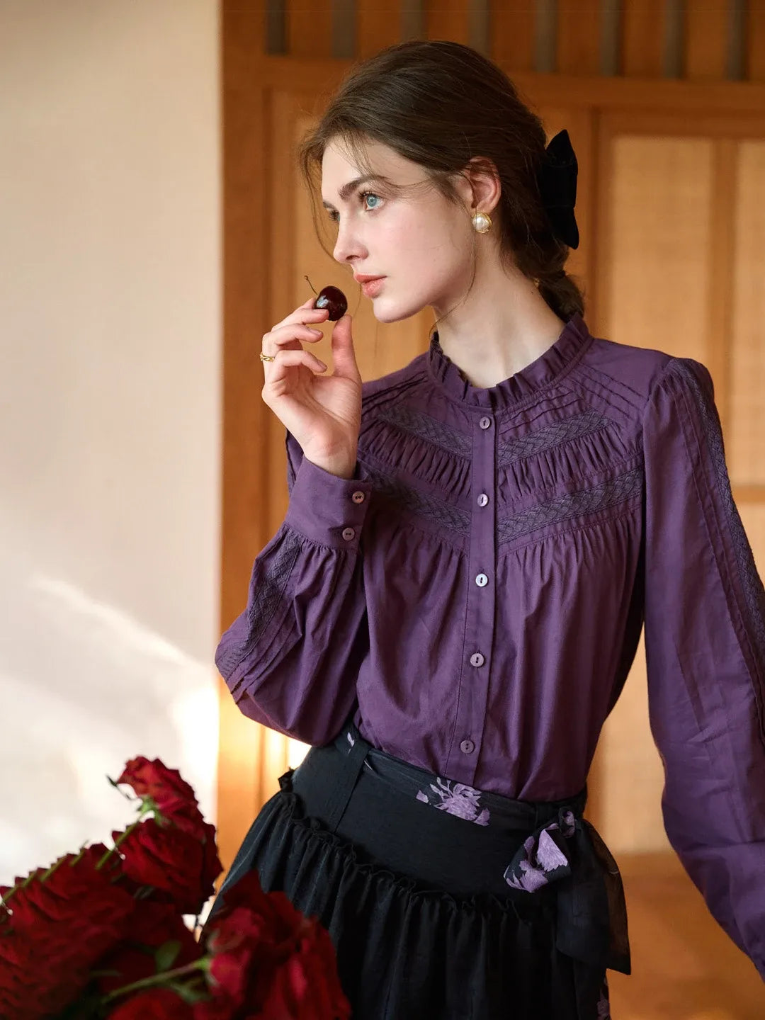 Jolie Ruffle Collar 100% Cotton Blouse