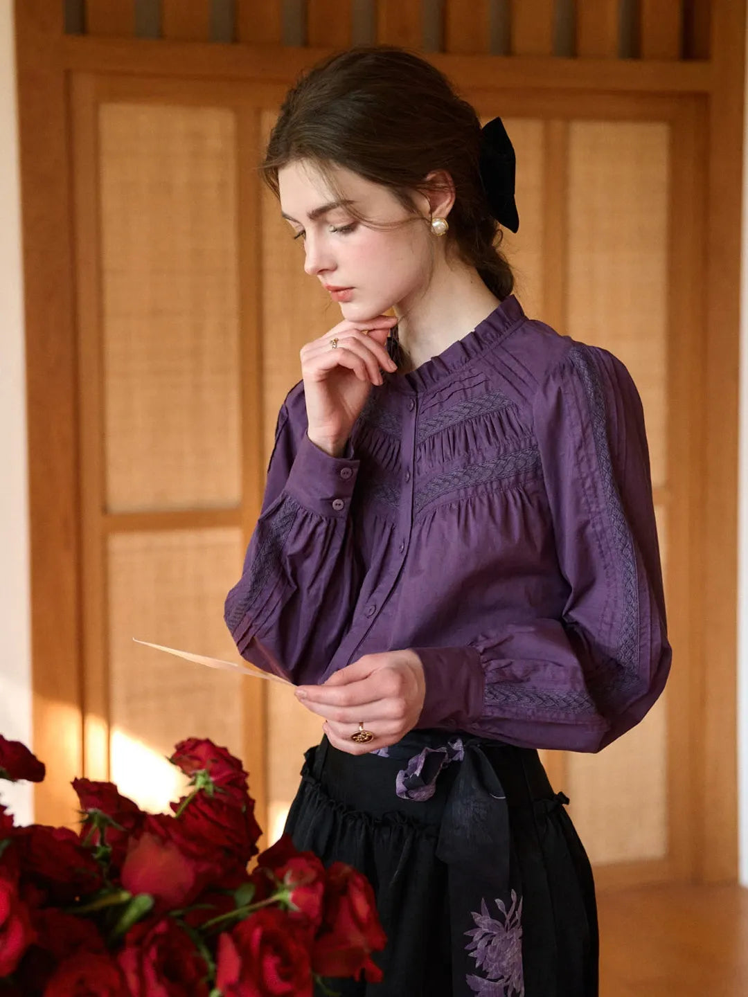 Jolie Ruffle Collar 100% Cotton Blouse