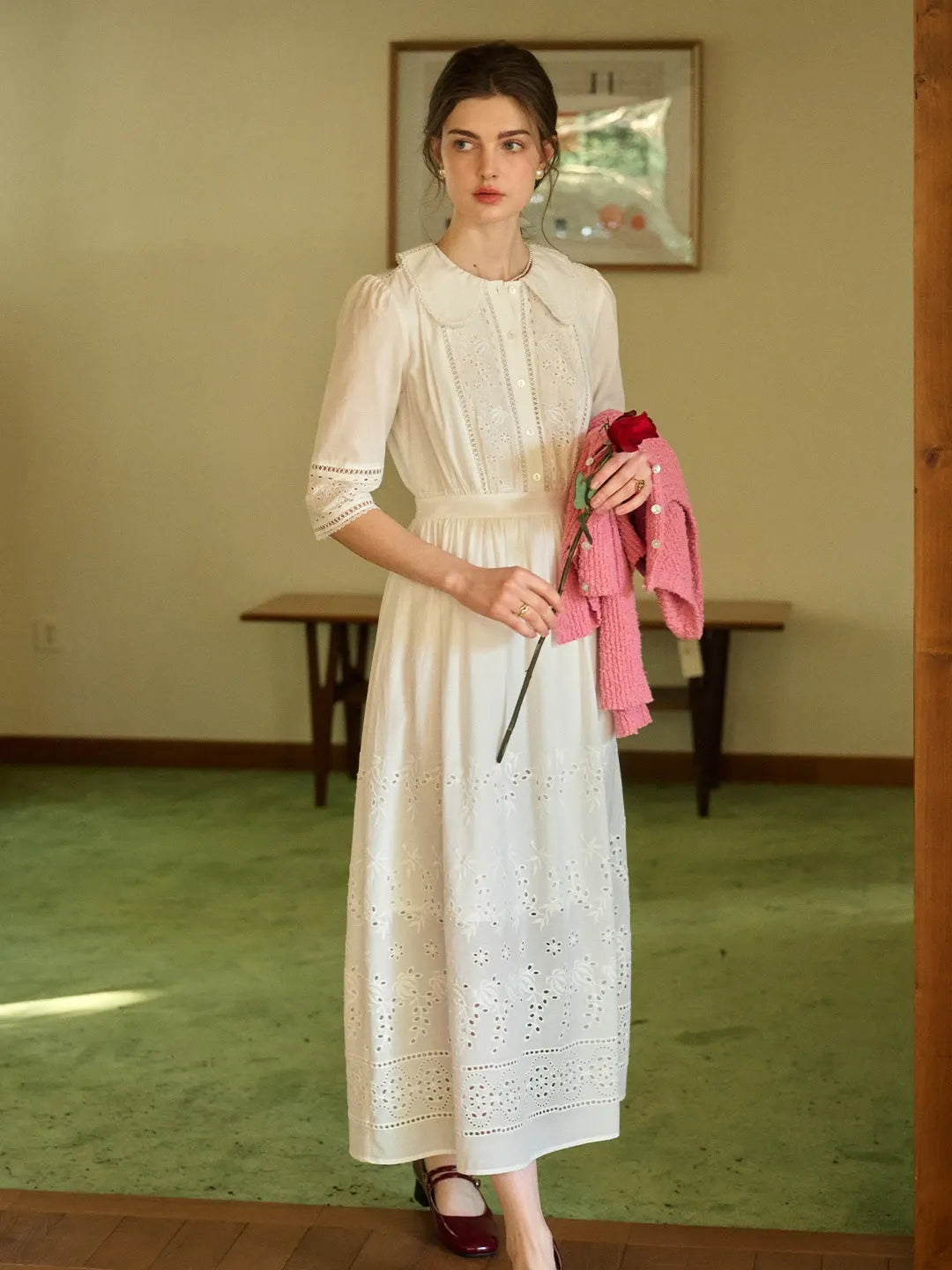 Jana Peter Pan Collar Hollow Dress