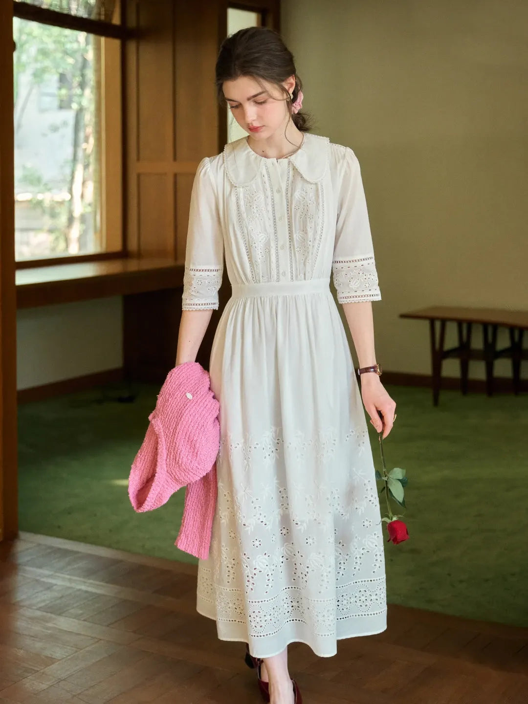 Jana Peter Pan Collar Hollow Dress