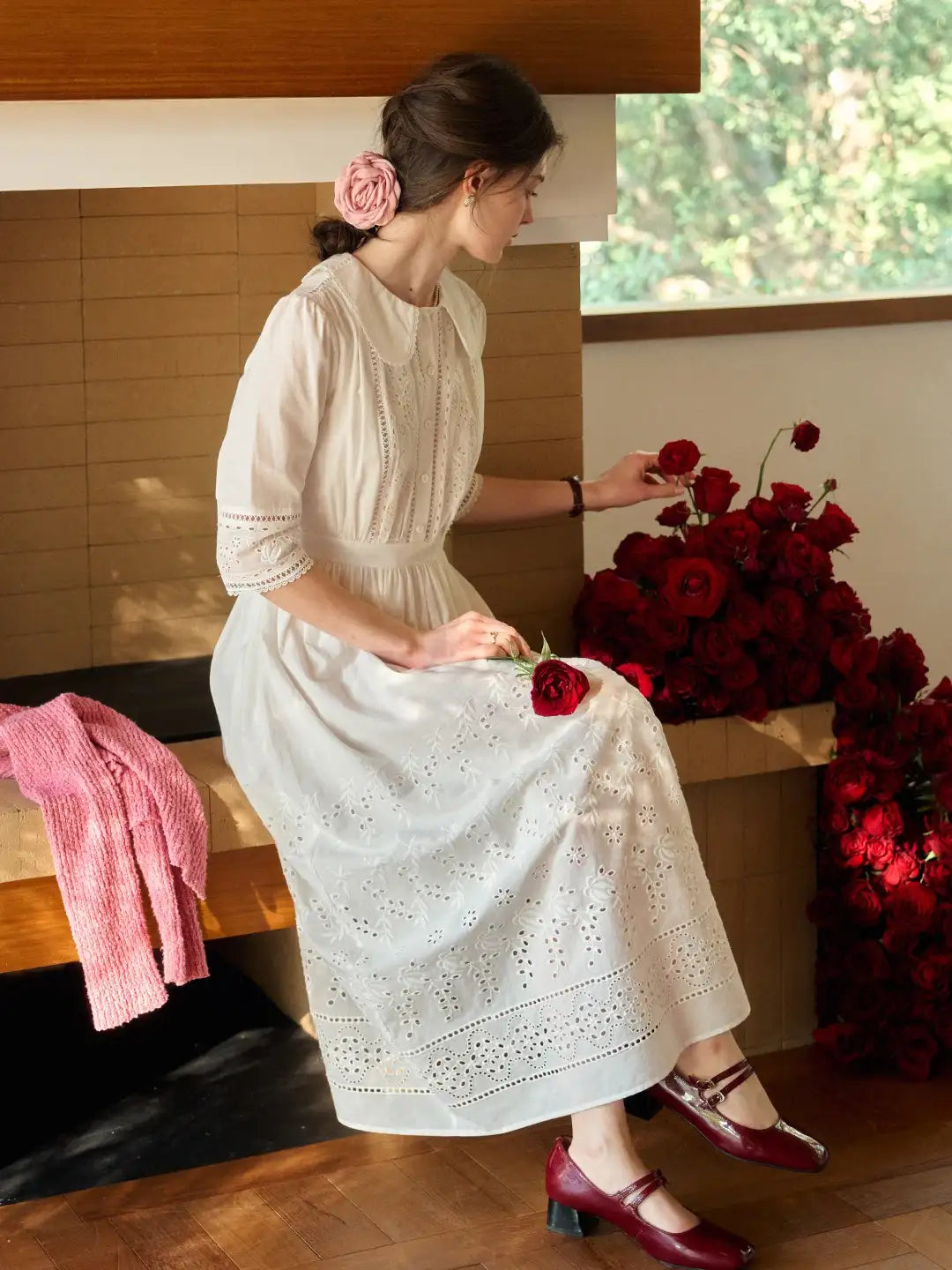 Jana Peter Pan Collar Hollow Dress