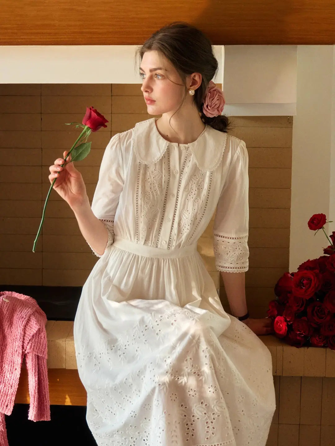 Jana Peter Pan Collar Hollow Dress