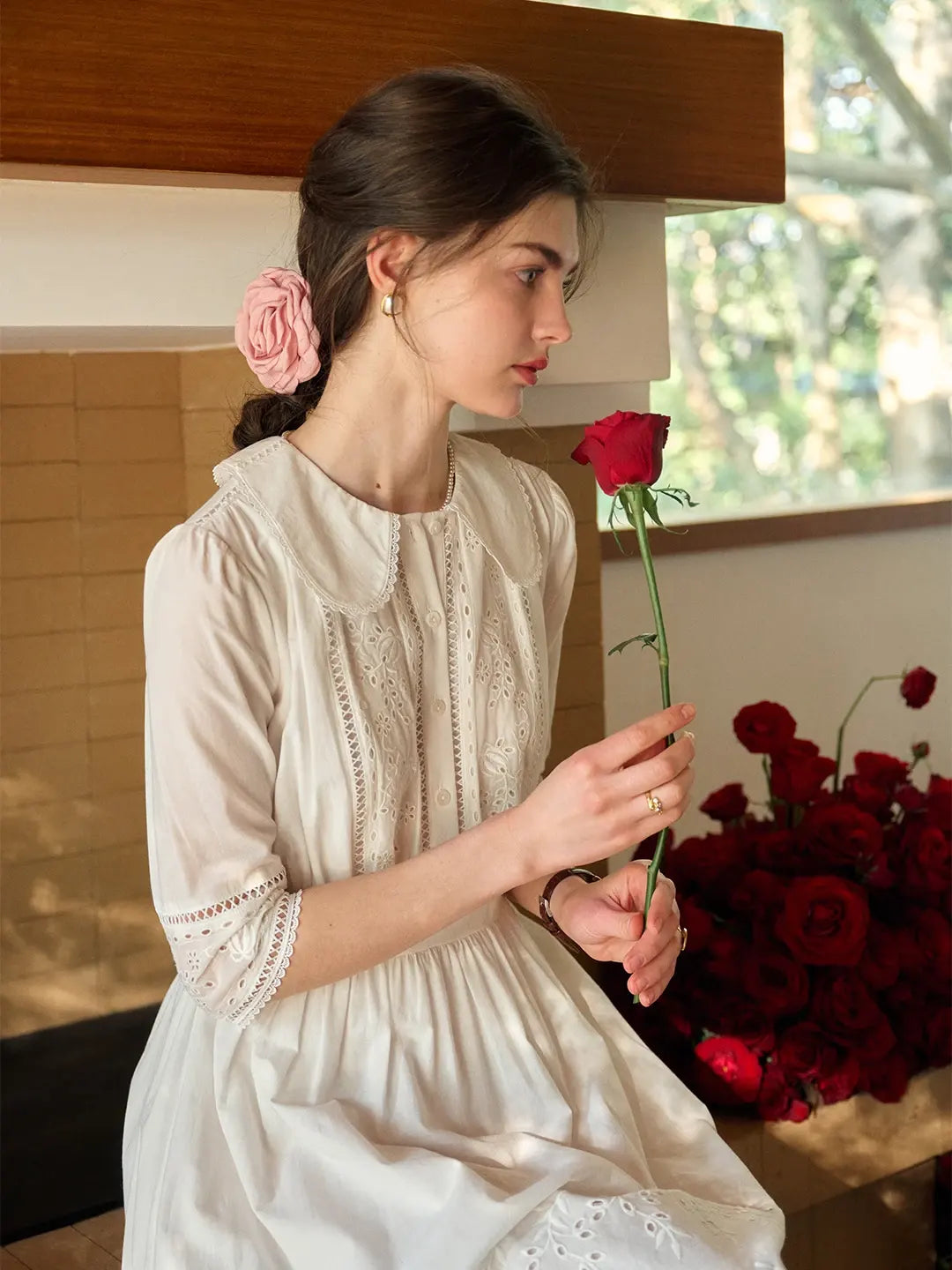 Jana Peter Pan Collar Hollow Dress