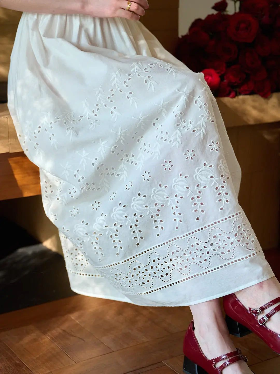 Jana Peter Pan Collar Hollow Cotton Dress