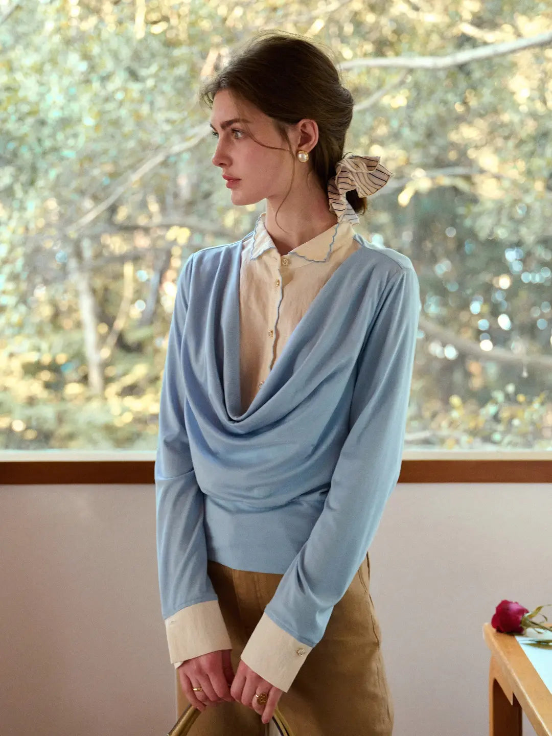 Lilyana Peter Pan Collar Layered-look Top