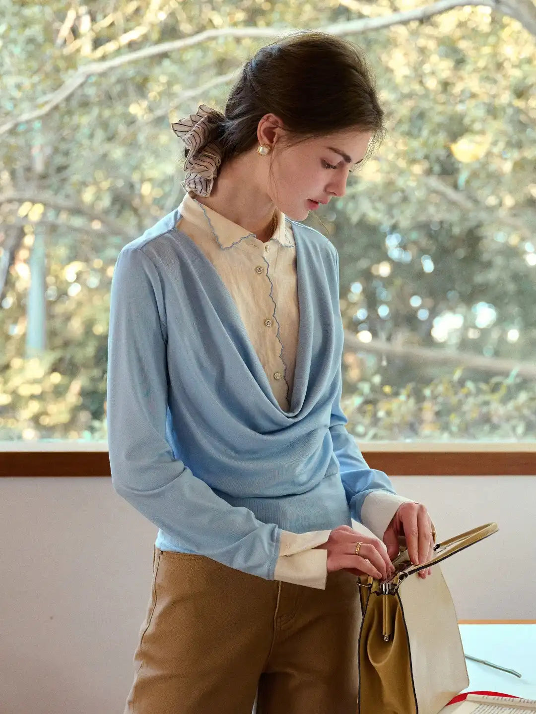 Lilyana Peter Pan Collar Layered-look Top