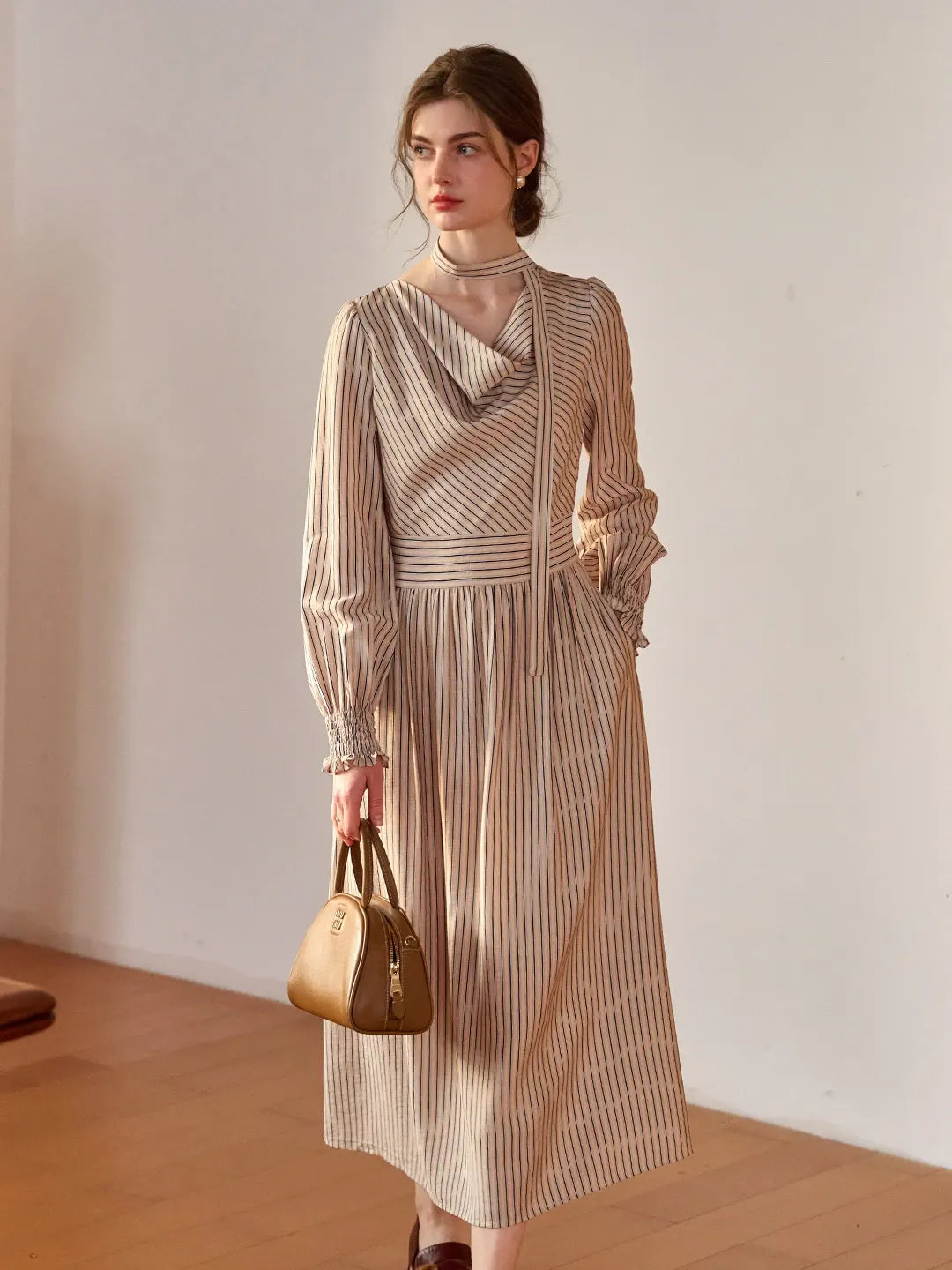 Janlisa Cowl Neck Stripe Dress