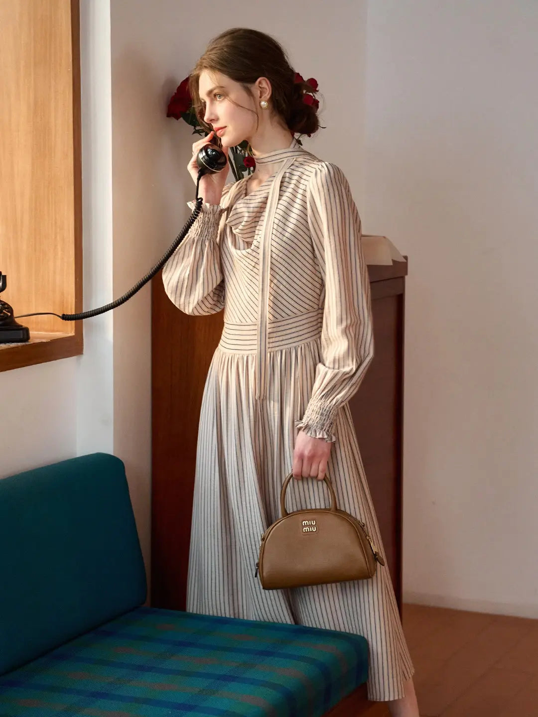 Janlisa Cowl Neck Stripe Dress