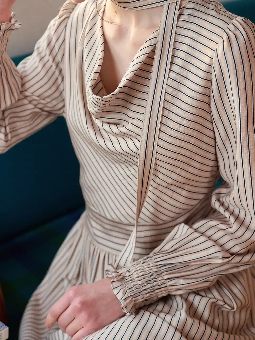 Janlisa Cowl Neck Stripe Dress