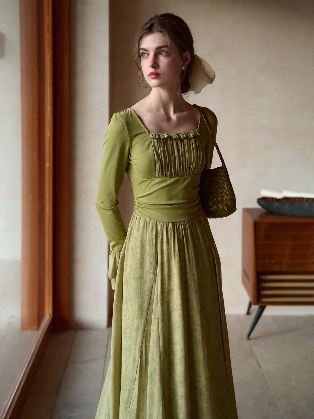 Kimora Square Neck Shirred Dress