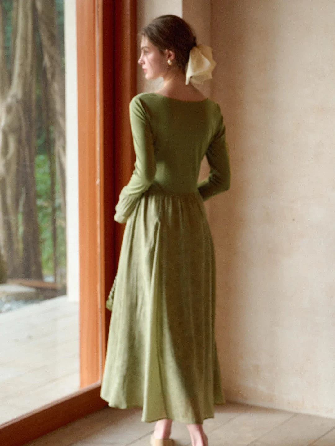 Kimora Square Neck Shirred Dress