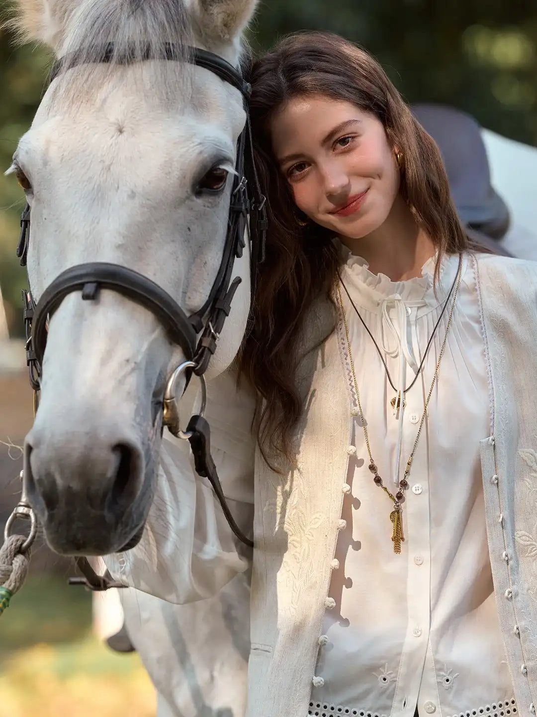 Kallie Ruffle Collar Hollow Blouse