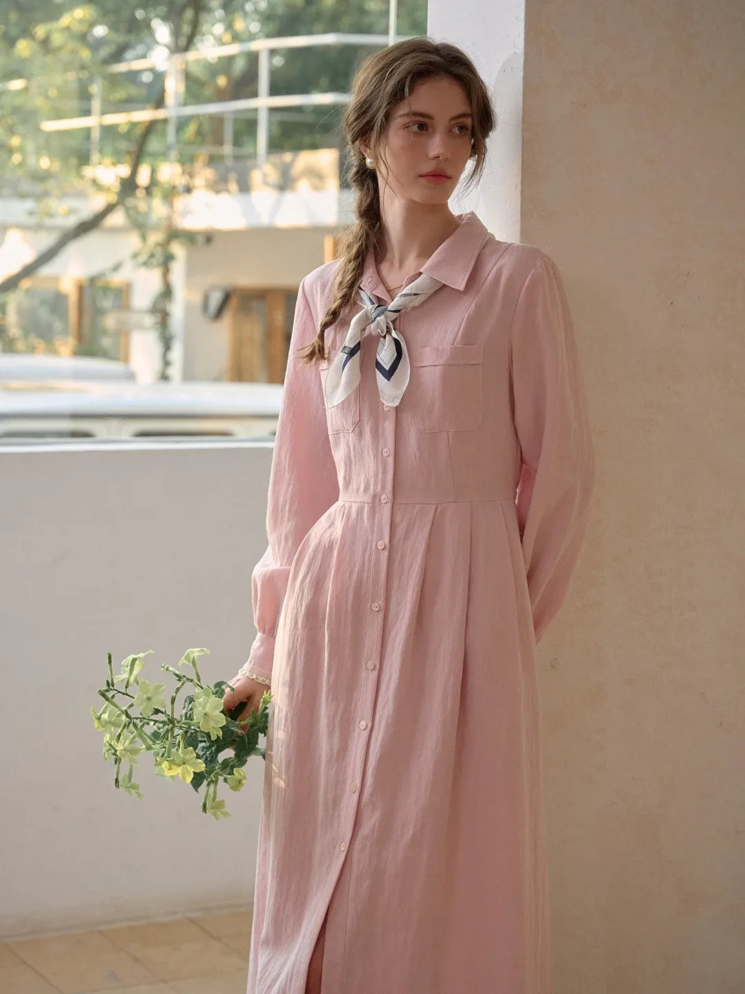 Kamiyah Lapel Button Dress