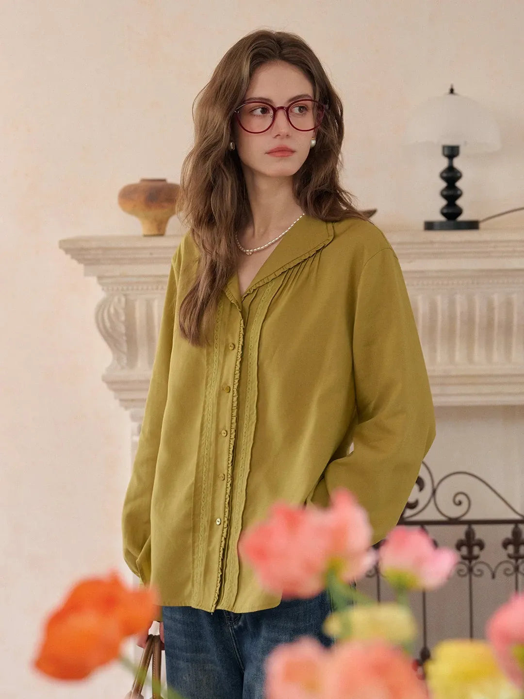 Jazmine  V-Neck Embroidered Blouse