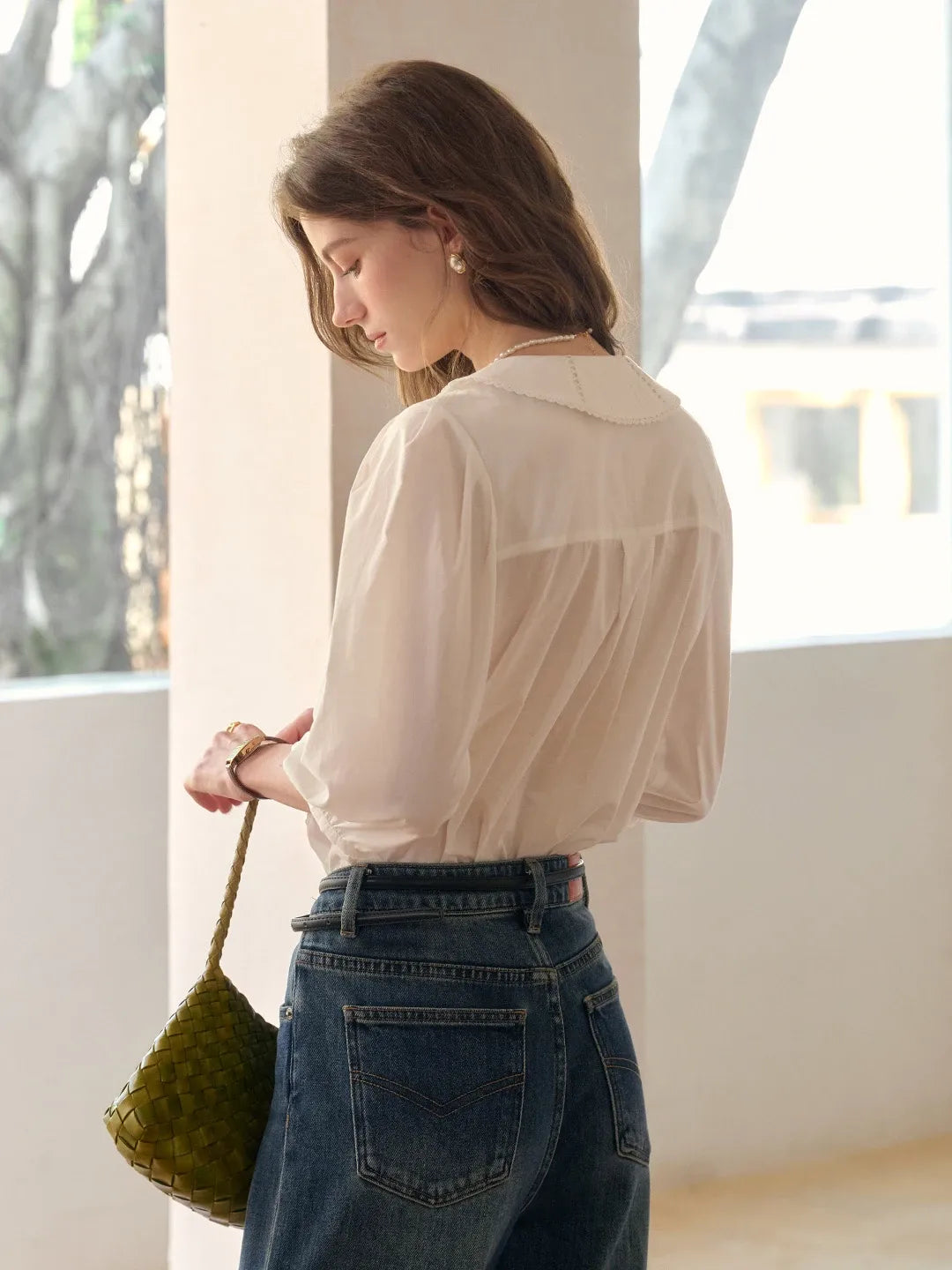 Emmeline Peter Pan Collar 100% Cotton Blouse