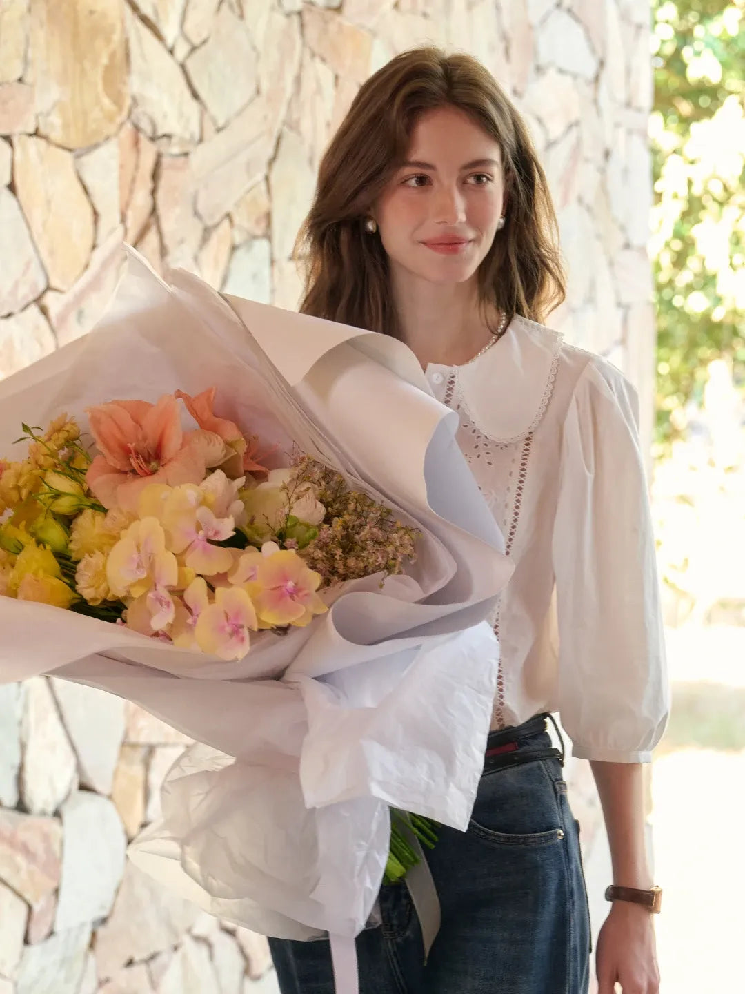 Emmeline Peter Pan Collar 100% Cotton Blouse