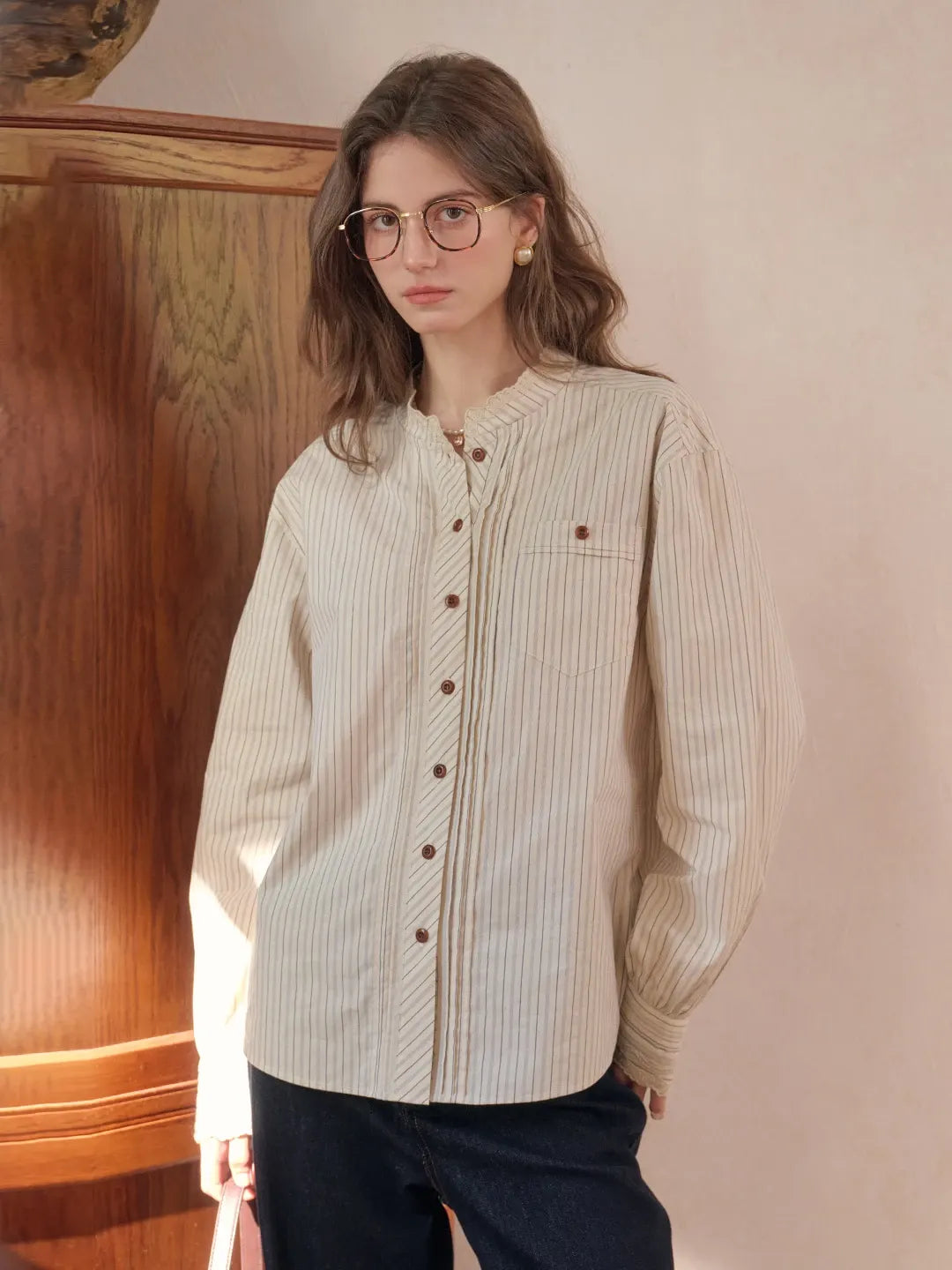 Yasmin Stand Collar 100% Cotton Blouse