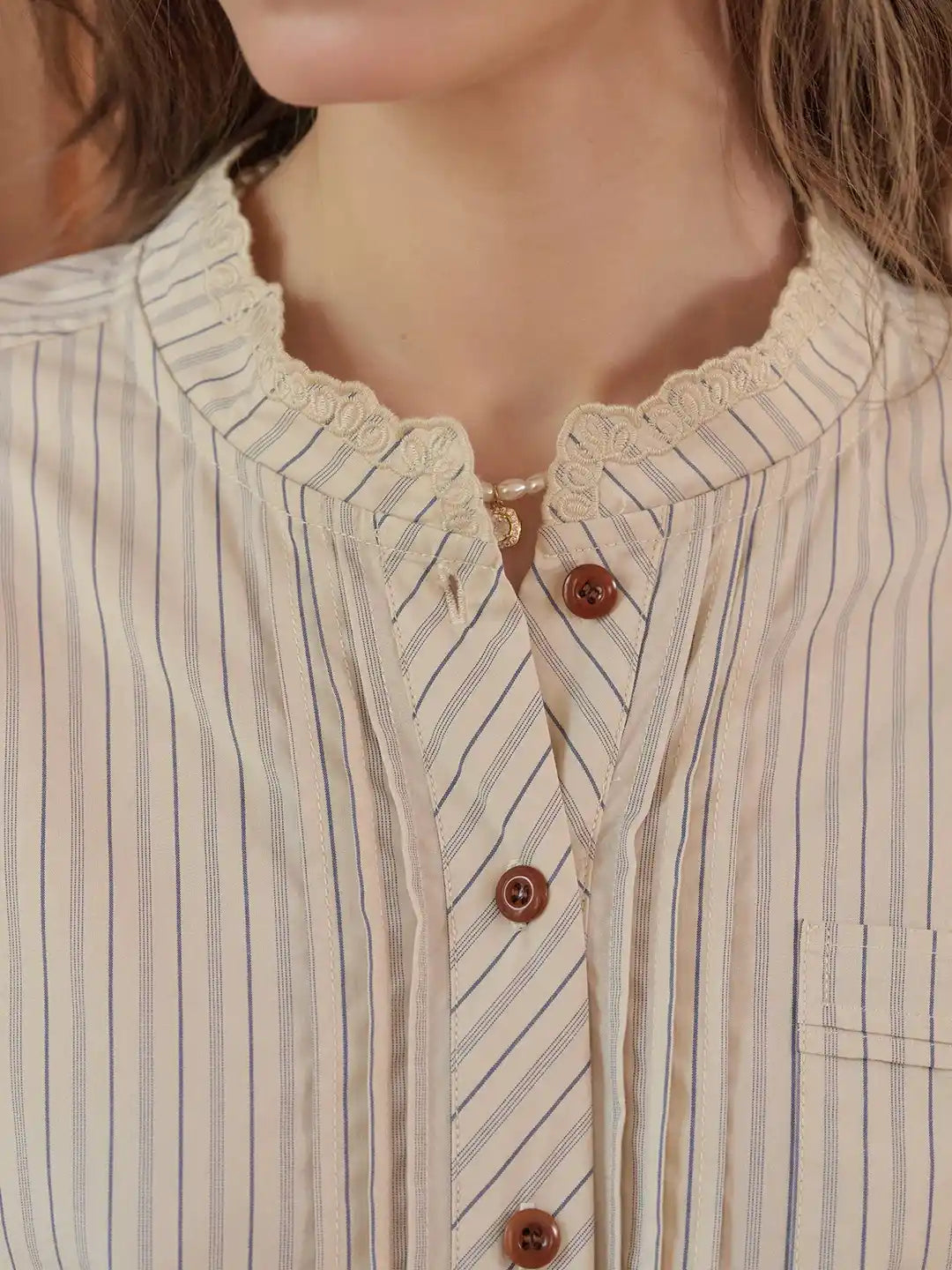 Yasmin Stand Collar 100% Cotton Blouse