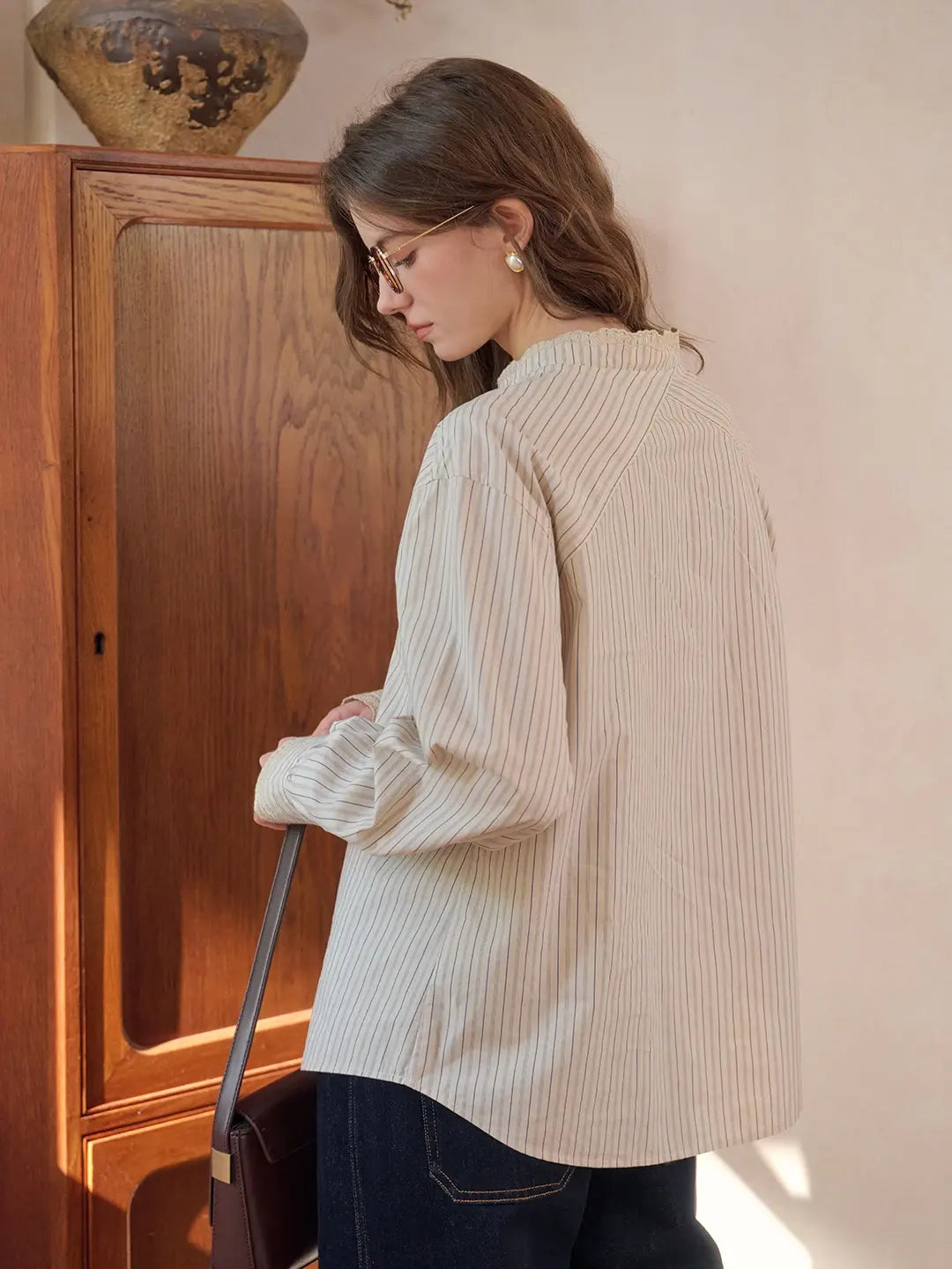 Yasmin Stand Collar 100% Cotton Blouse