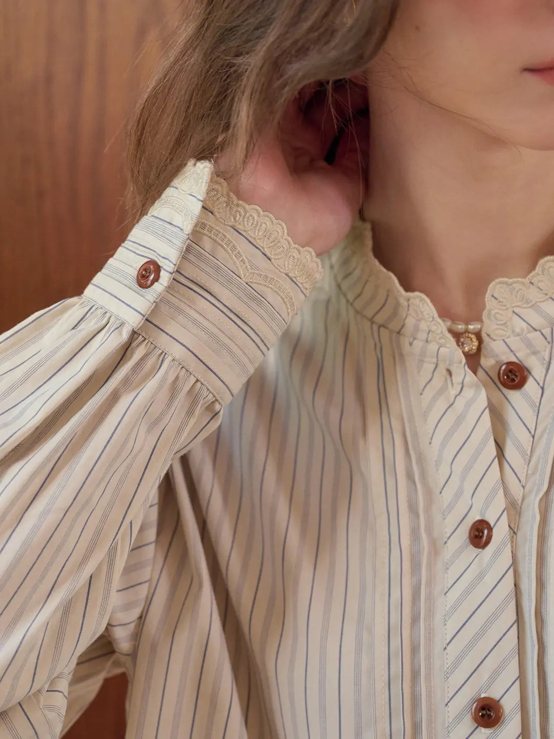 Yasmin Stand Collar 100% Cotton Blouse