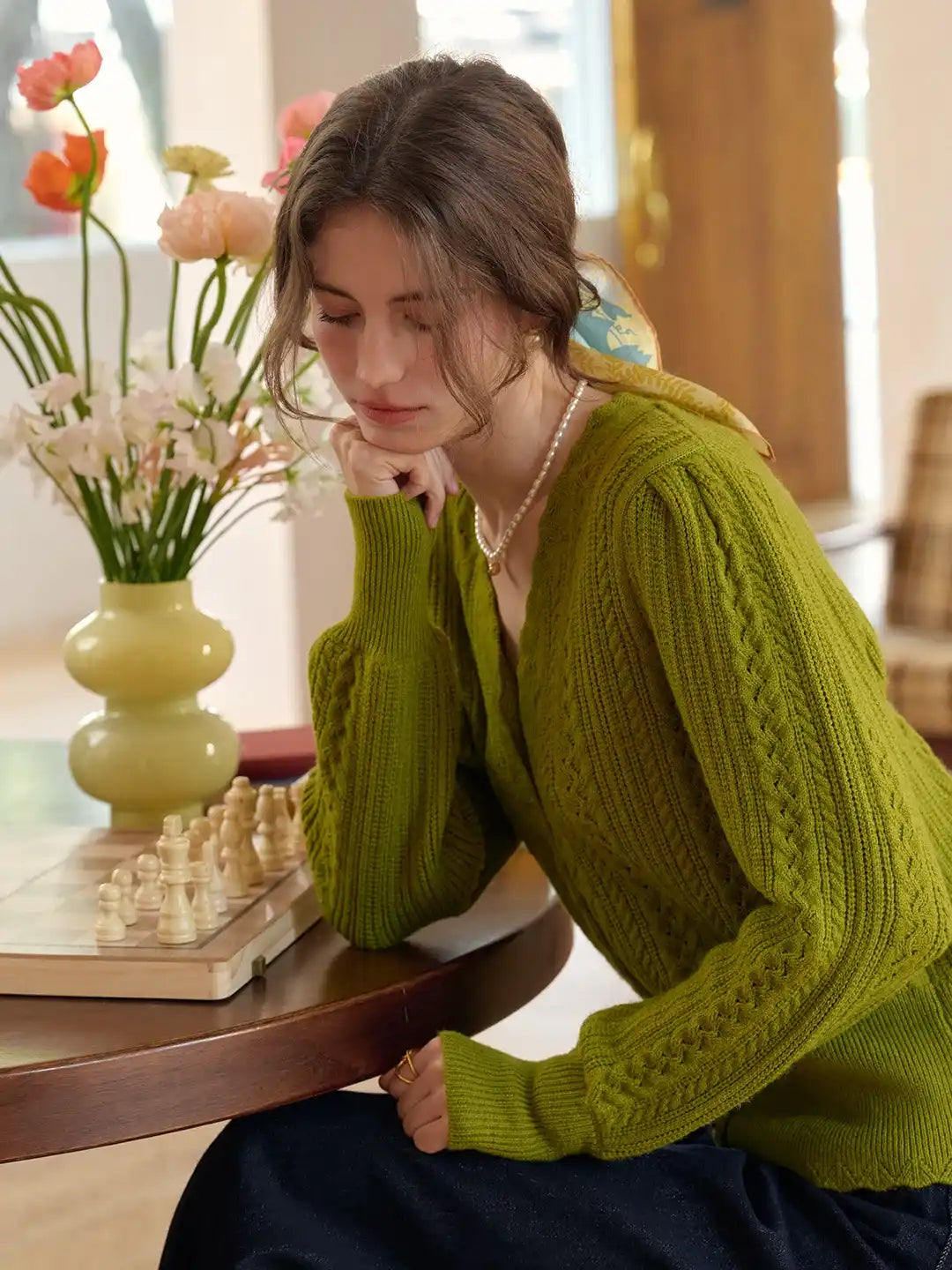 Livia V-Neck Hollow Cardigan