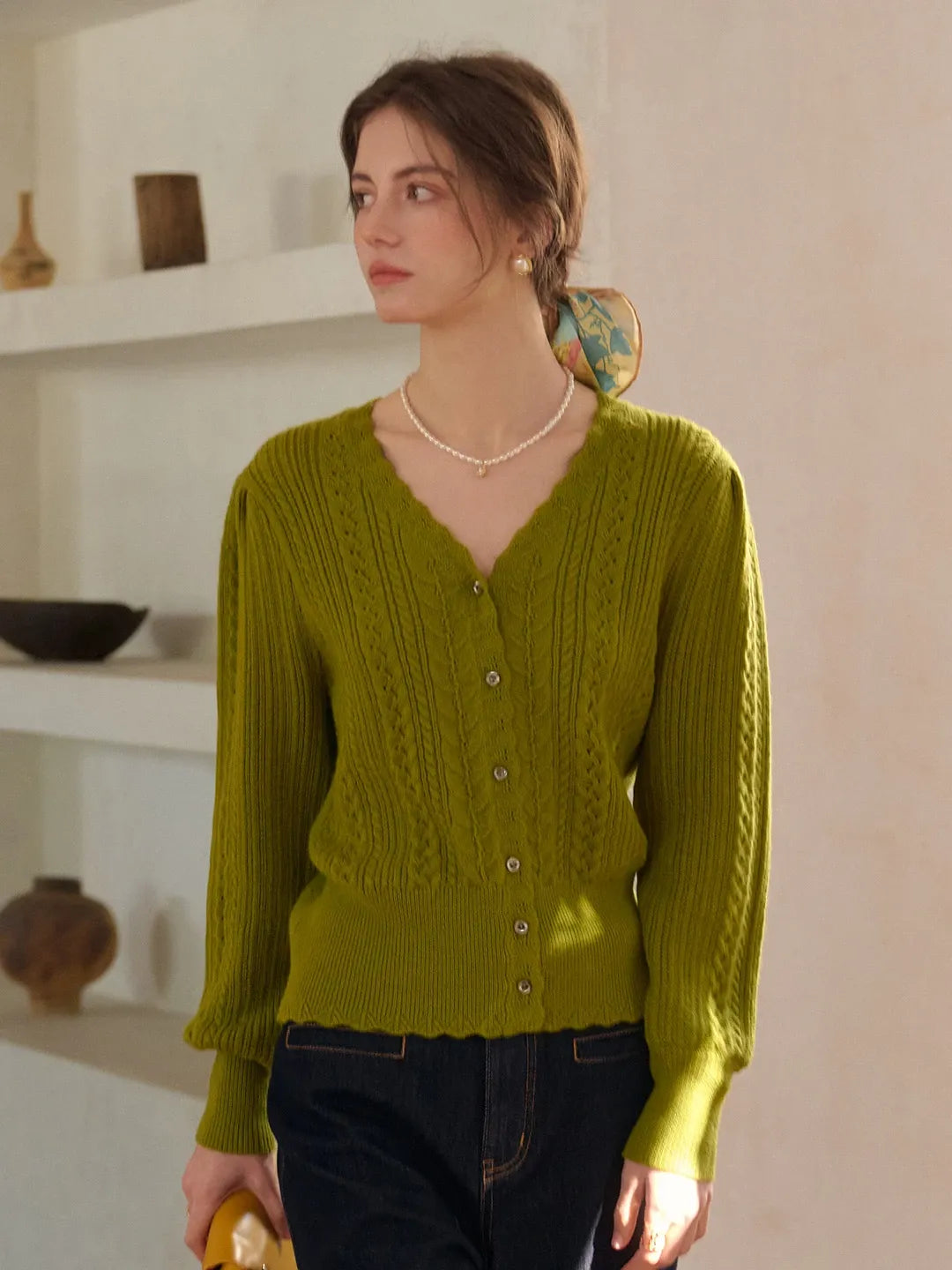 Livia V-Neck Hollow Cardigan