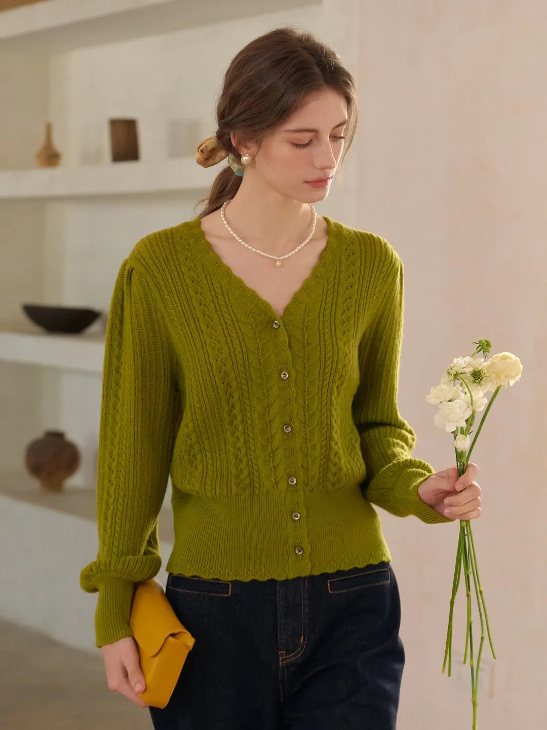 Livia V-Neck Hollow Cardigan