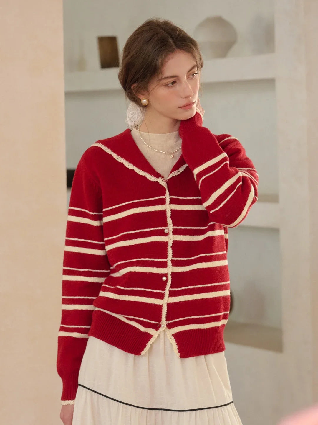 Stormi V-Neck Stripe Cardigan