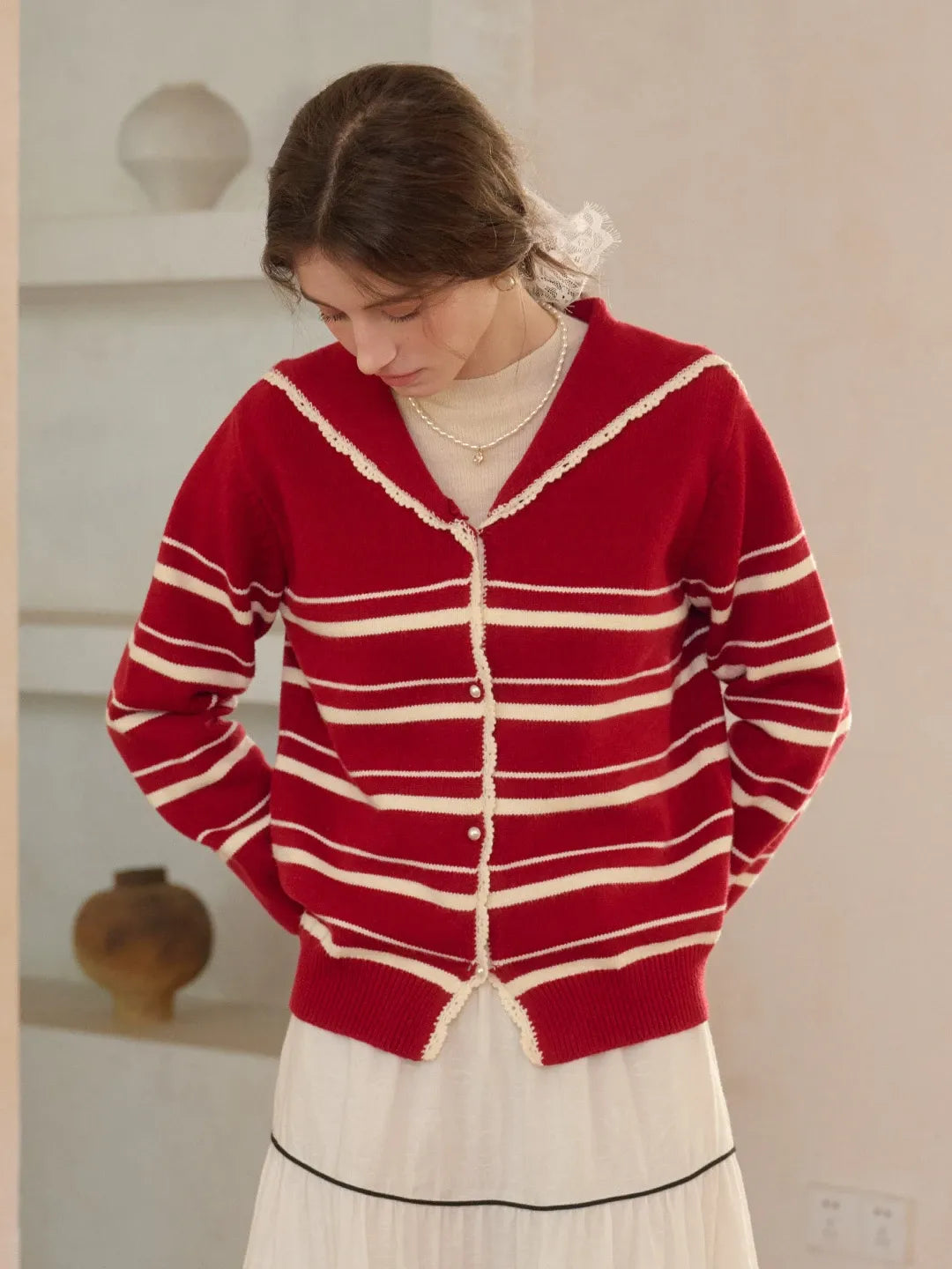 Stormi V-Neck Stripe Cardigan